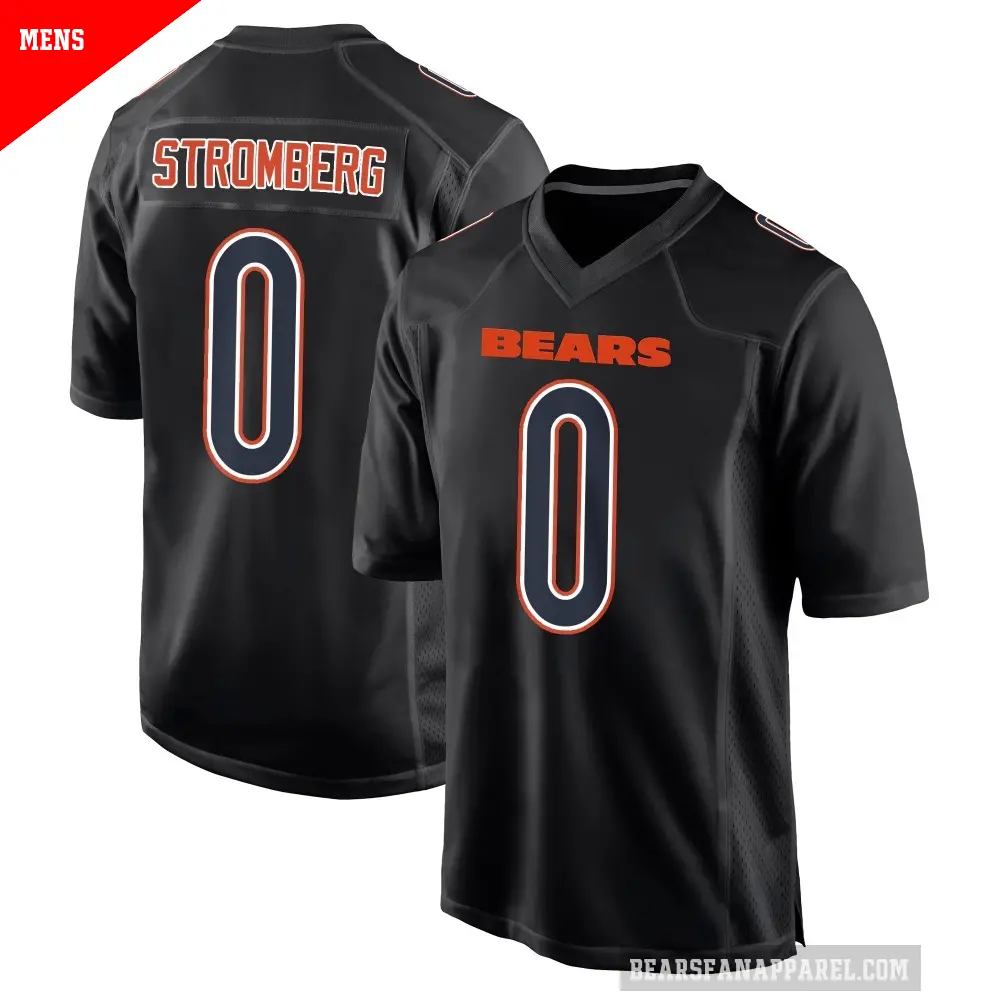 Men's Chicago Bears ＃0 Ricky Stromberg Black Game Carbon Fashion Jersey