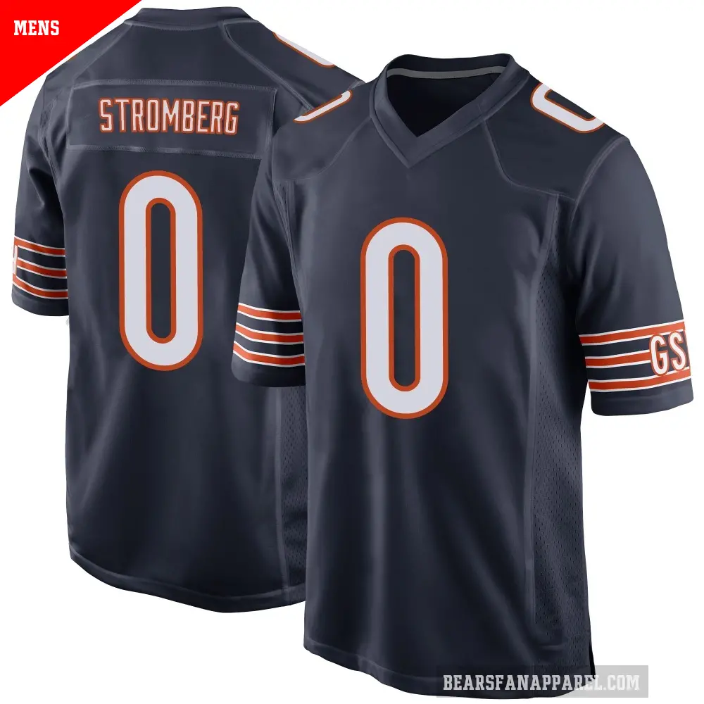 Men's Chicago Bears ＃0 Ricky Stromberg Navy Game Team Color Jersey