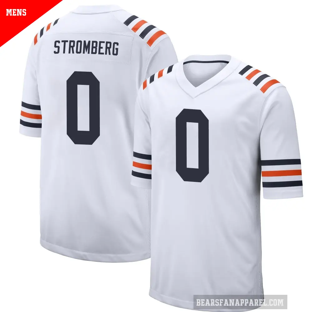 Men's Chicago Bears ＃0 Ricky Stromberg White Game Alternate Classic Jersey