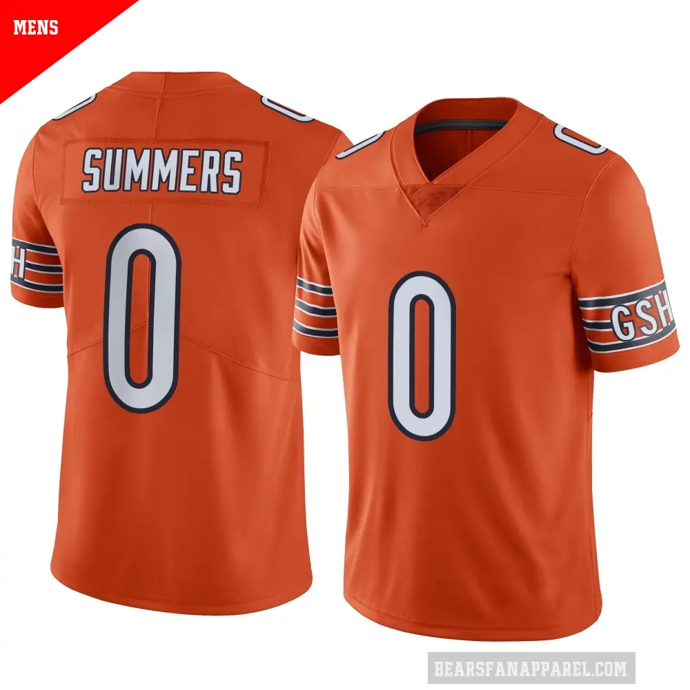 Men's Chicago Bears ＃0 Ty Summers Orange Limited Alternate Vapor Jersey