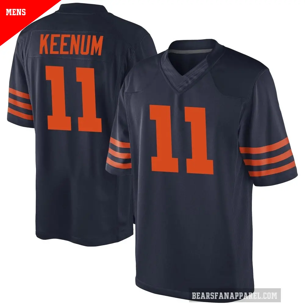 Men's Chicago Bears ＃11 Case Keenum Navy Blue Game Alternate Jersey