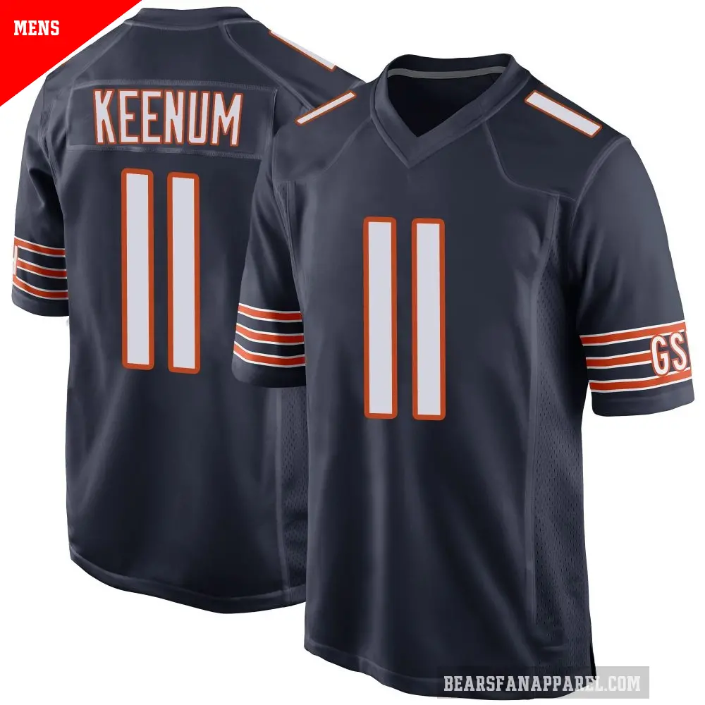 Men's Chicago Bears ＃11 Case Keenum Navy Game Team Color Jersey