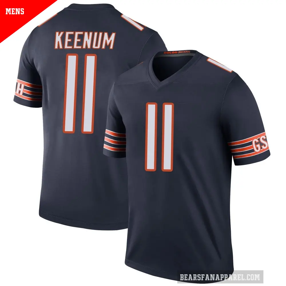 Men's Chicago Bears ＃11 Case Keenum Navy Legend Color Rush Jersey