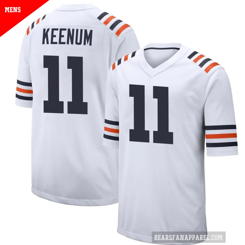 Men's Chicago Bears ＃11 Case Keenum White Game Alternate Classic Jersey