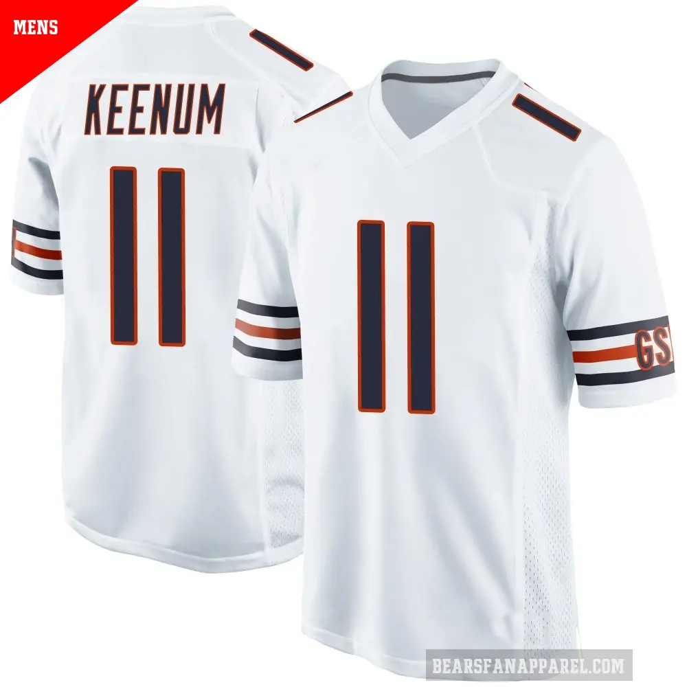 Men's Chicago Bears ＃11 Case Keenum White Game Jersey