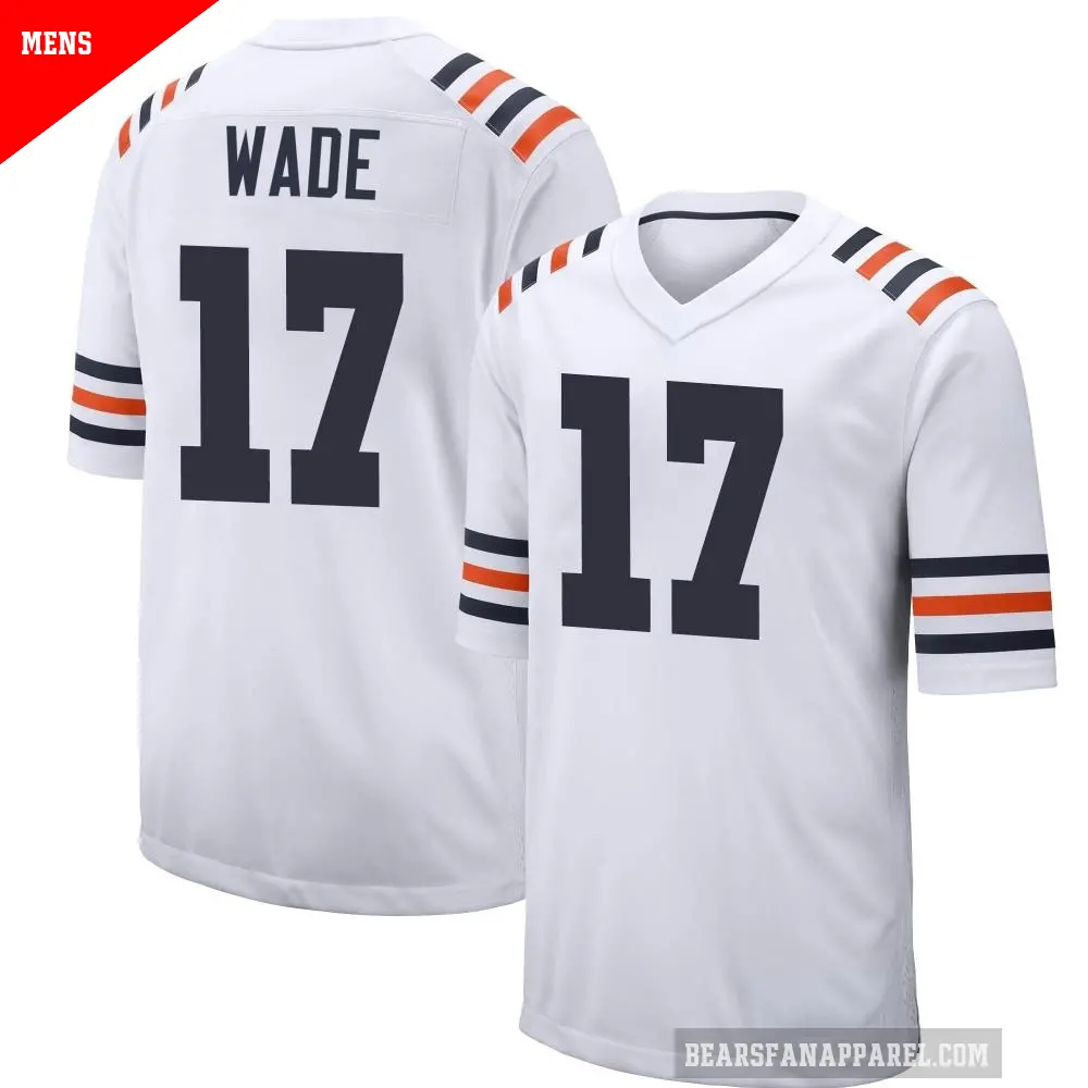 Men's Chicago Bears ＃17 Barrington Wade White Game Alternate Classic Jersey