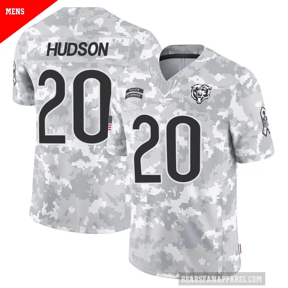 Men's Chicago Bears ＃20 Kyron Hudson Arctic Camo Limited 2024 Salute to Service Jersey