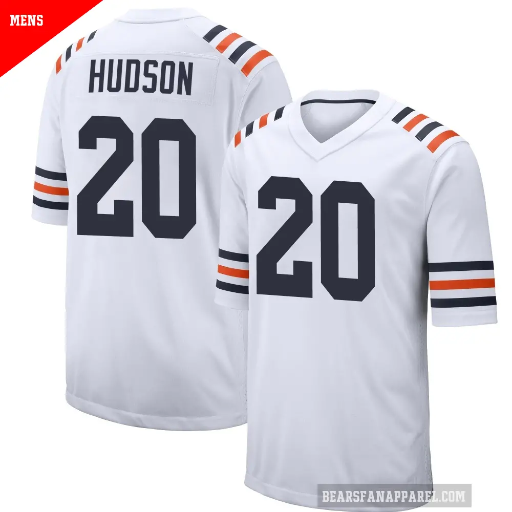 Men's Chicago Bears ＃20 Kyron Hudson White Game Alternate Classic Jersey
