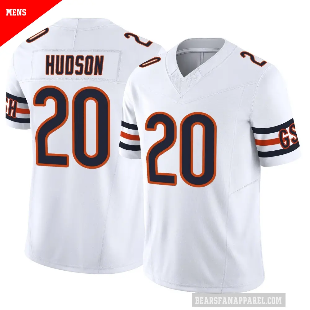 Men's Chicago Bears ＃20 Kyron Hudson White Limited Vapor F.U.S.E. Jersey