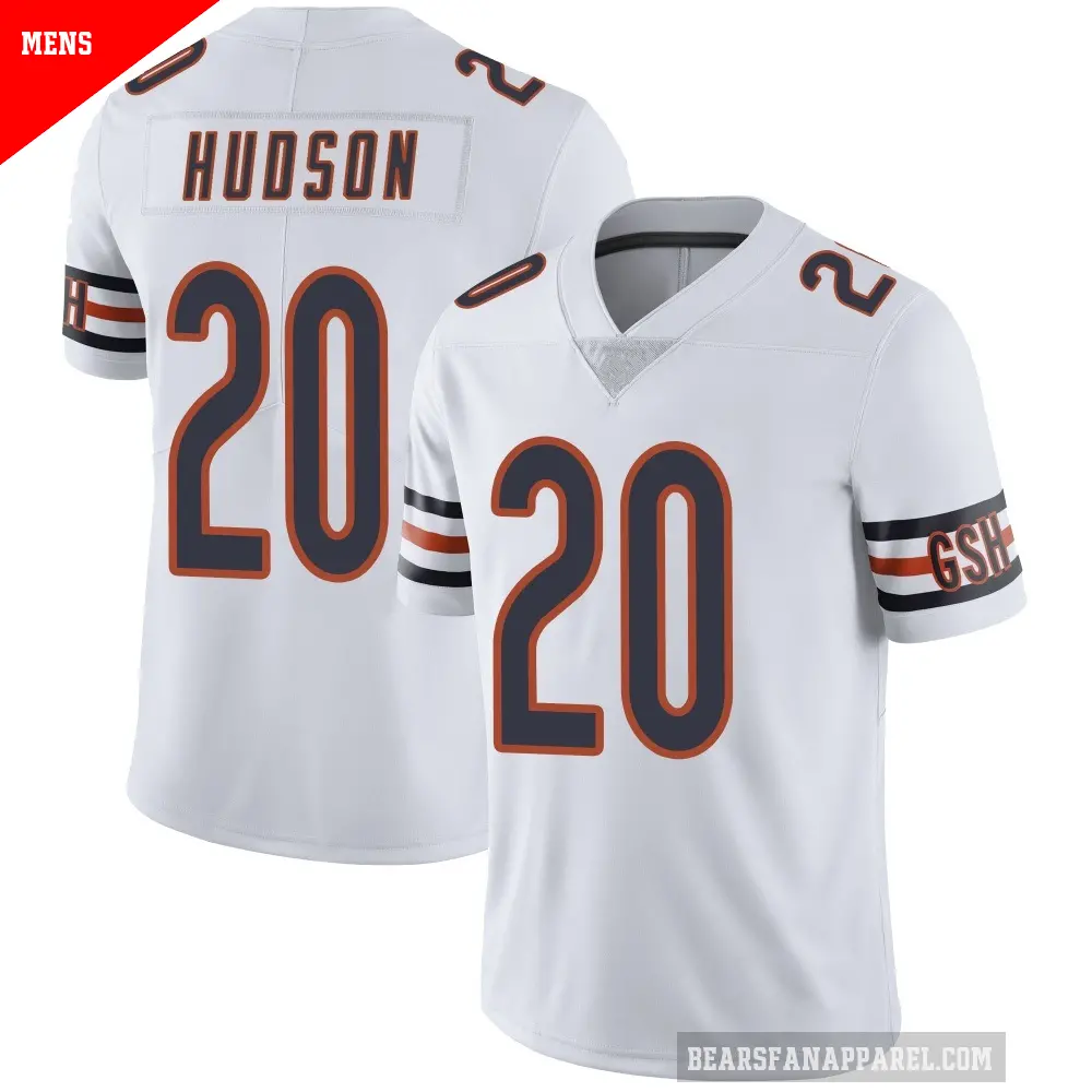 Men's Chicago Bears ＃20 Kyron Hudson White Limited Vapor Untouchable Jersey