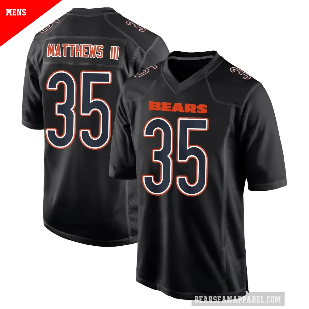Men's Chicago Bears ＃35 Wayne Matthews III Black Game Carbon Fashion Jersey