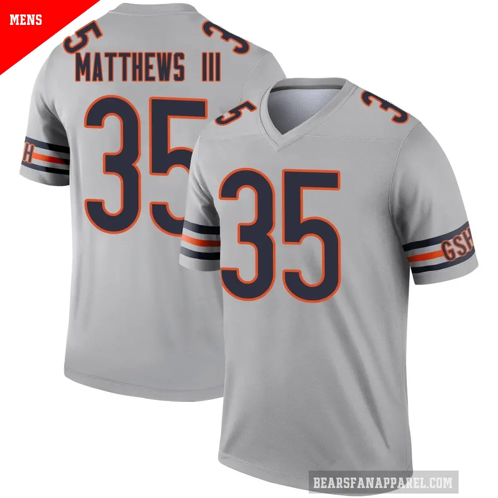 Men's Chicago Bears ＃35 Wayne Matthews III Legend Inverted Silver Jersey
