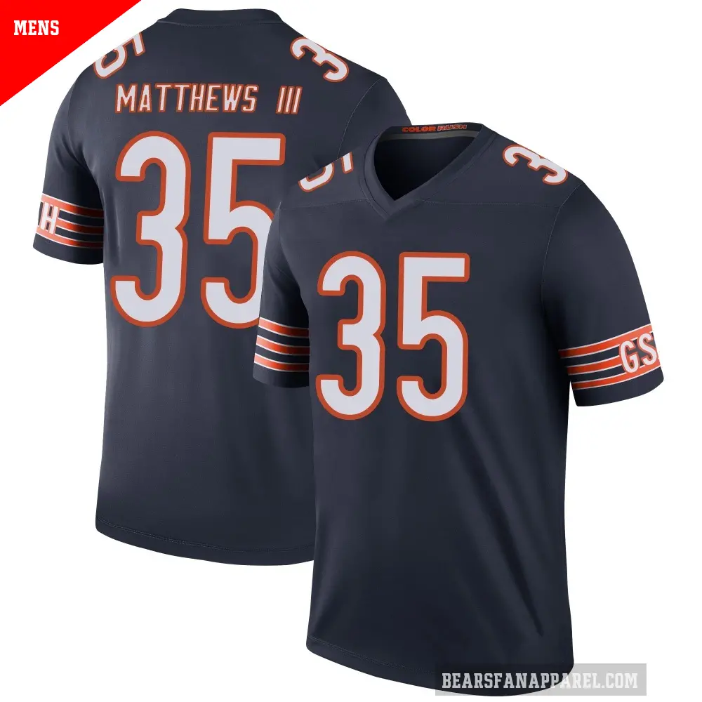 Men's Chicago Bears ＃35 Wayne Matthews III Navy Legend Color Rush Jersey