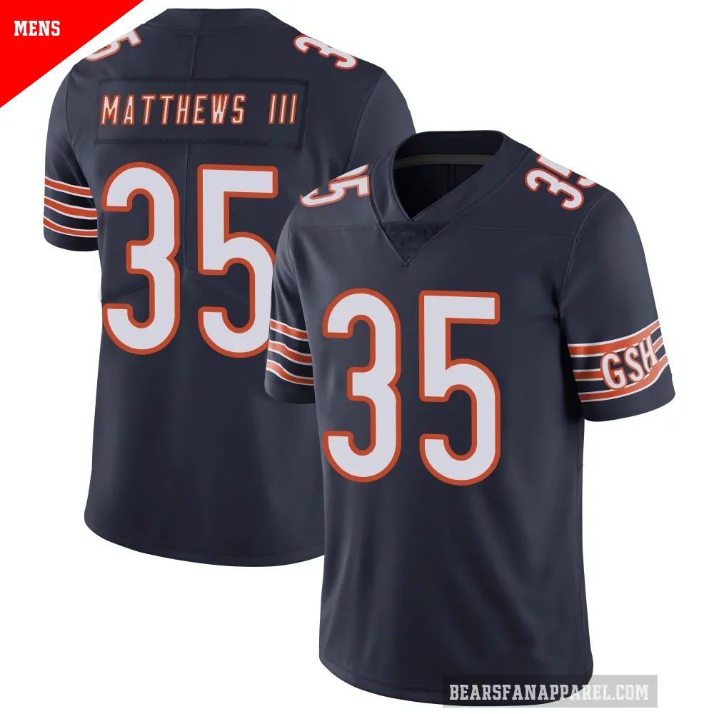 Men's Chicago Bears ＃35 Wayne Matthews III Navy Limited Team Color Vapor Untouchable Jersey