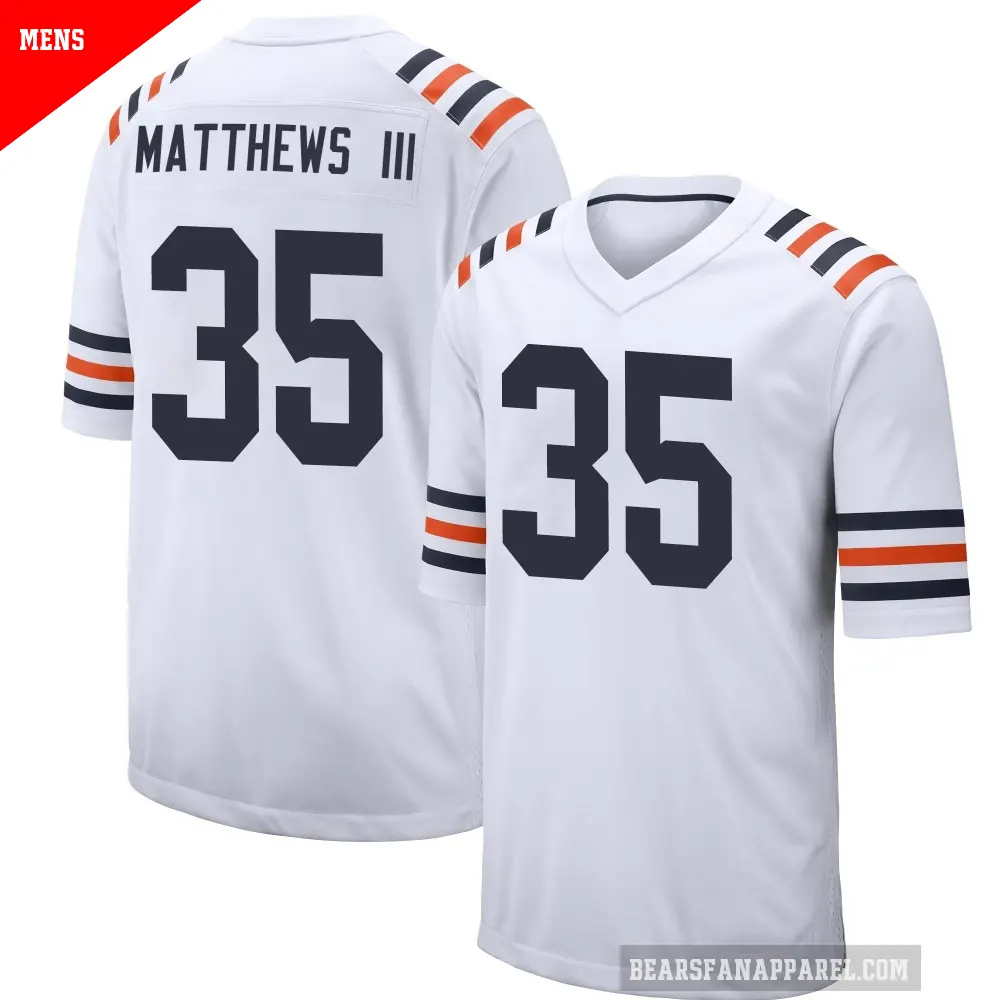 Men's Chicago Bears ＃35 Wayne Matthews III White Game Alternate Classic Jersey