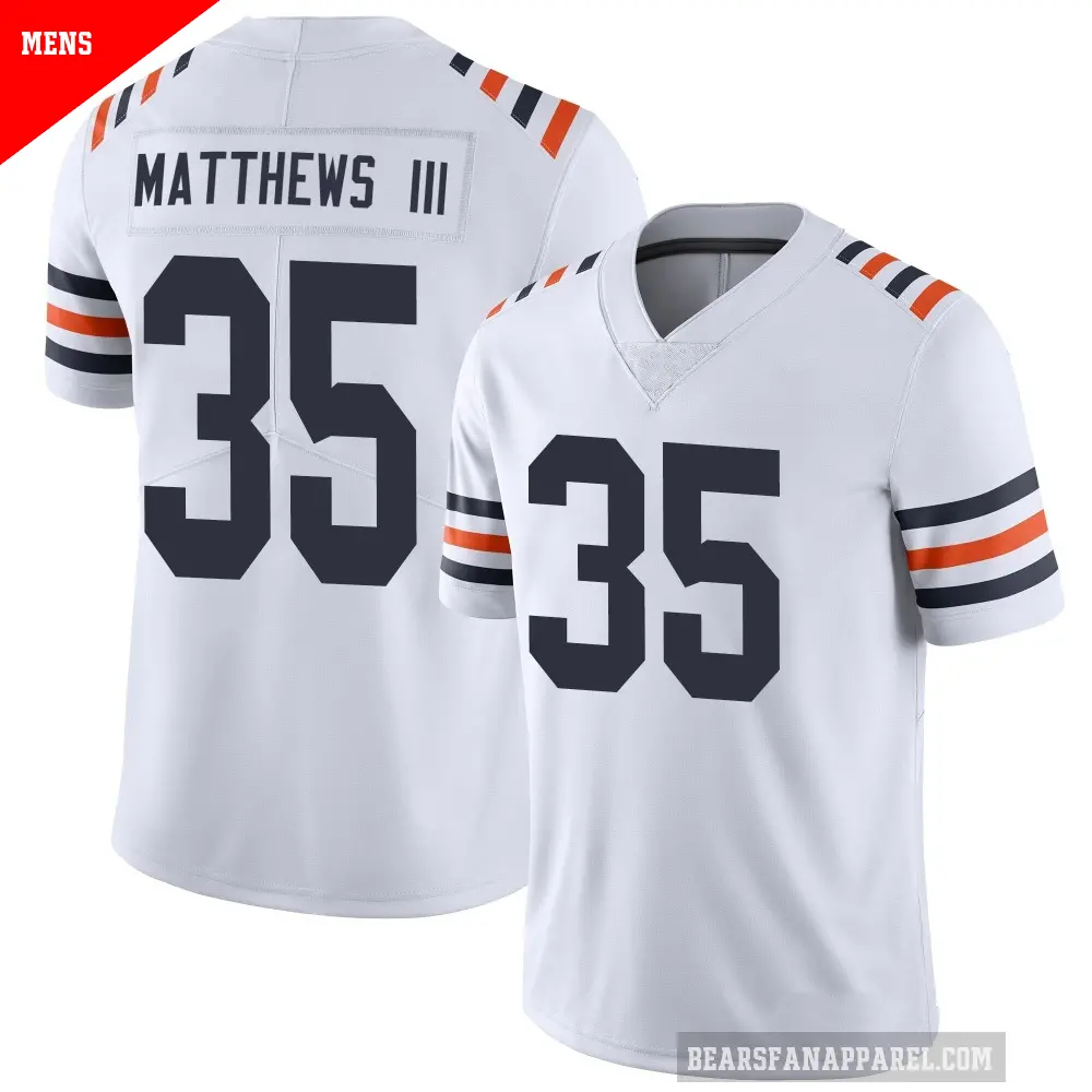 Men's Chicago Bears ＃35 Wayne Matthews III White Limited Alternate Classic Vapor Jersey