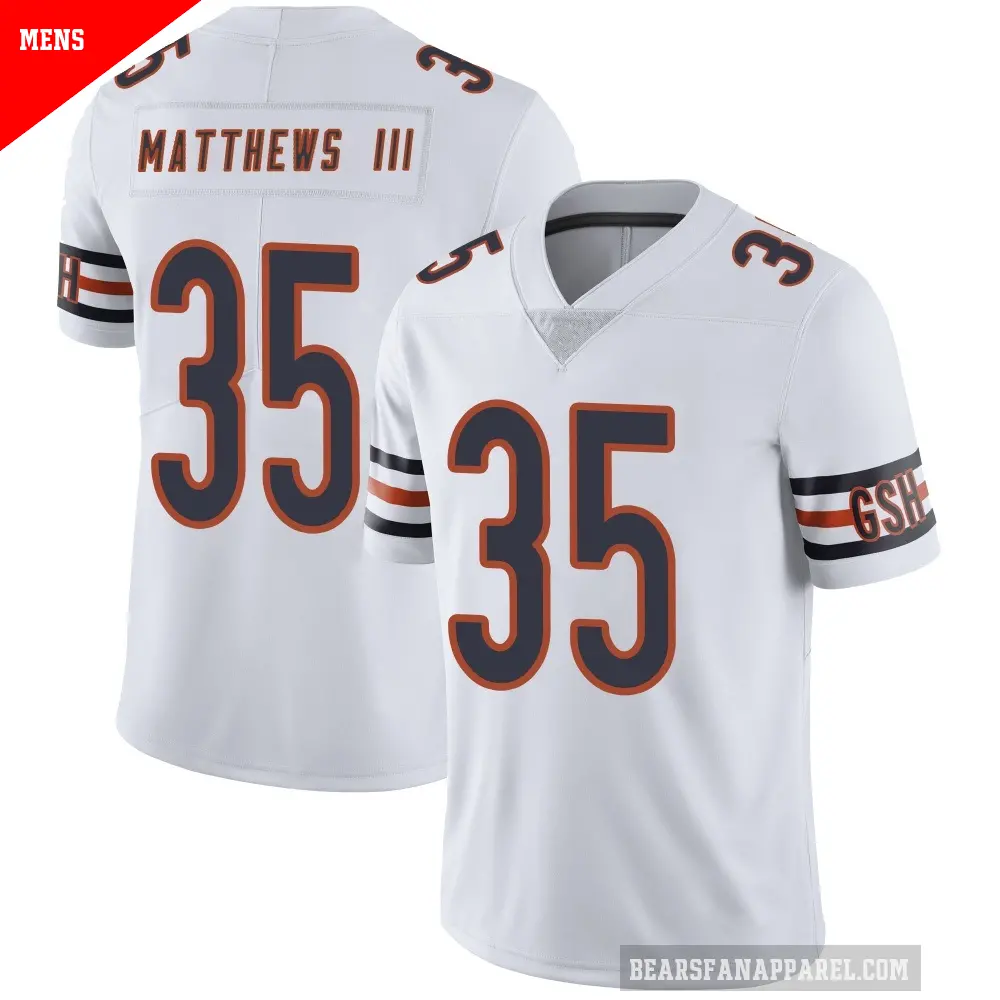 Men's Chicago Bears ＃35 Wayne Matthews III White Limited Vapor Untouchable Jersey