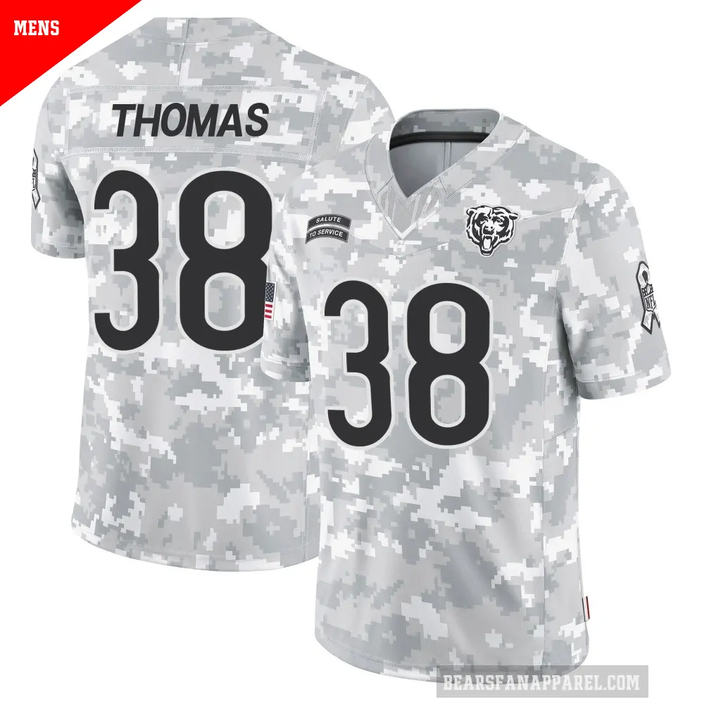 Men's Chicago Bears ＃38 Skyler Thomas Arctic Camo Limited 2024 Salute to Service Jersey