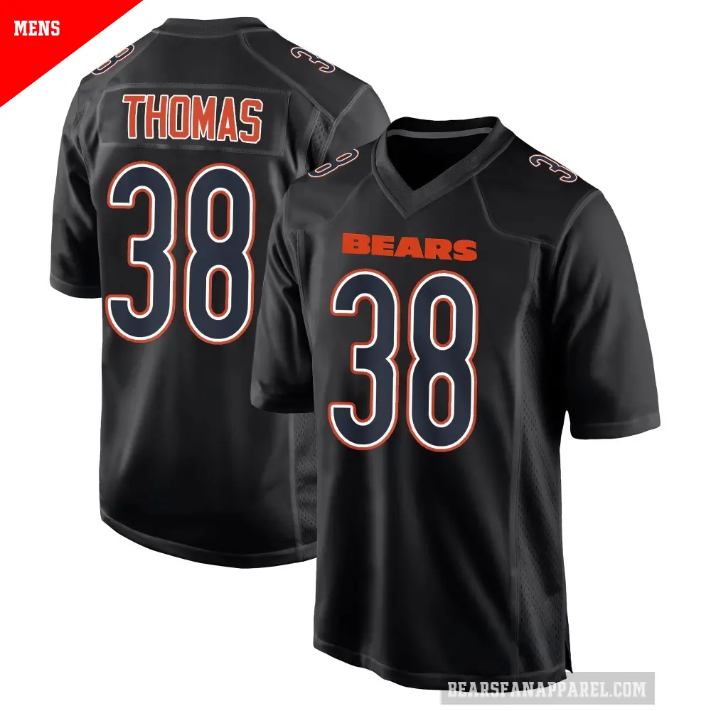 Men's Chicago Bears ＃38 Skyler Thomas Black Game Carbon Fashion Jersey