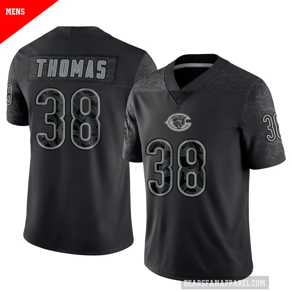 Men's Chicago Bears ＃38 Skyler Thomas Black Limited Reflective Jersey
