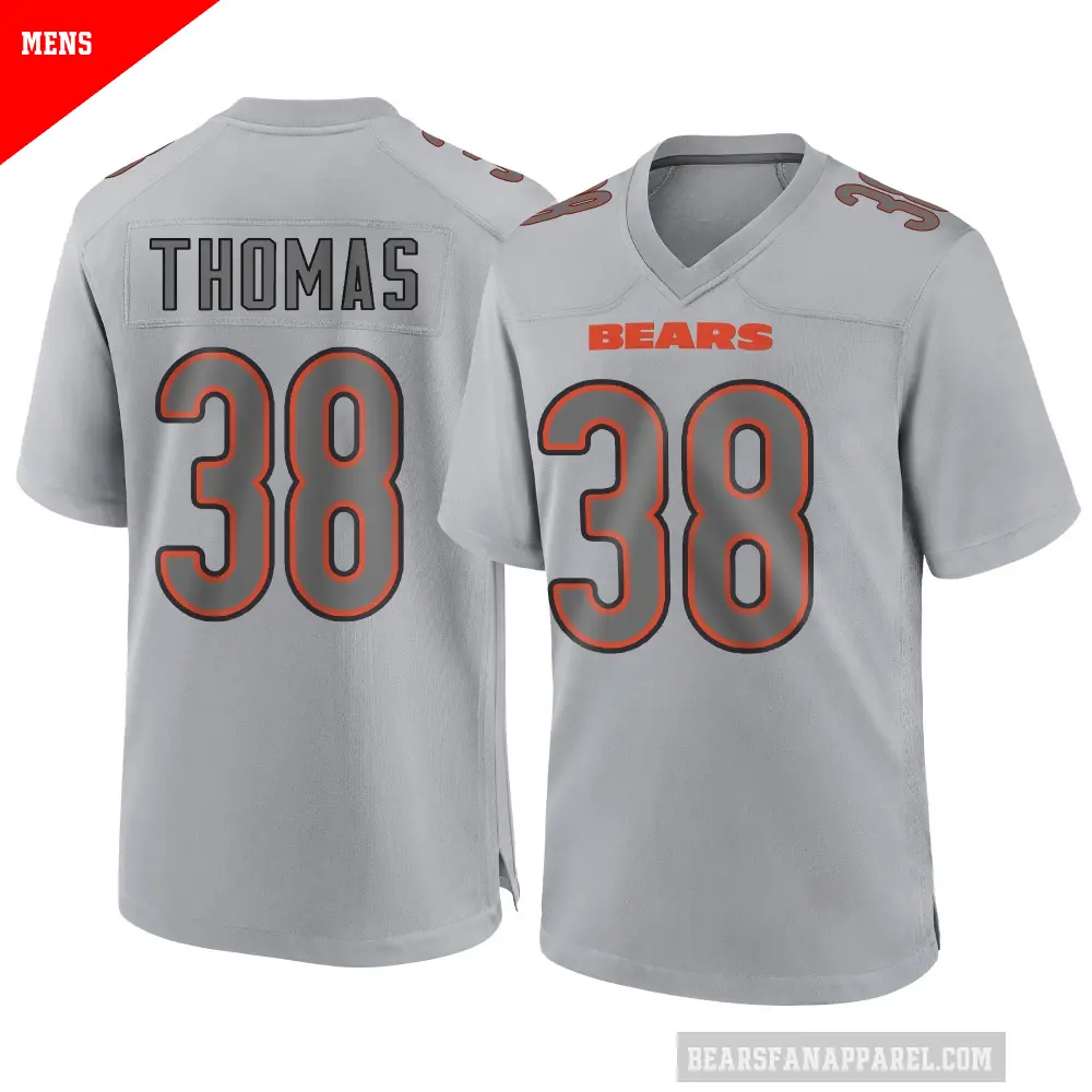 Men's Chicago Bears ＃38 Skyler Thomas Gray Game Atmosphere Fashion Jersey