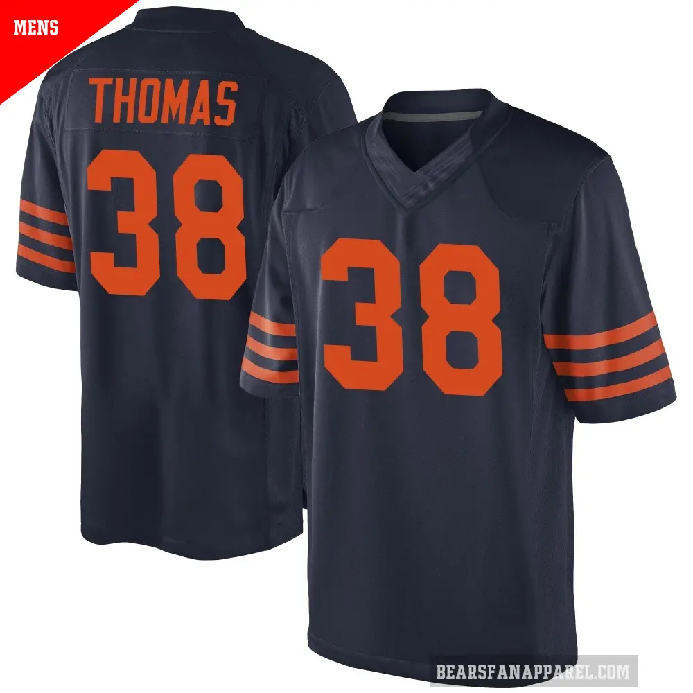 Men's Chicago Bears ＃38 Skyler Thomas Navy Blue Game Alternate Jersey
