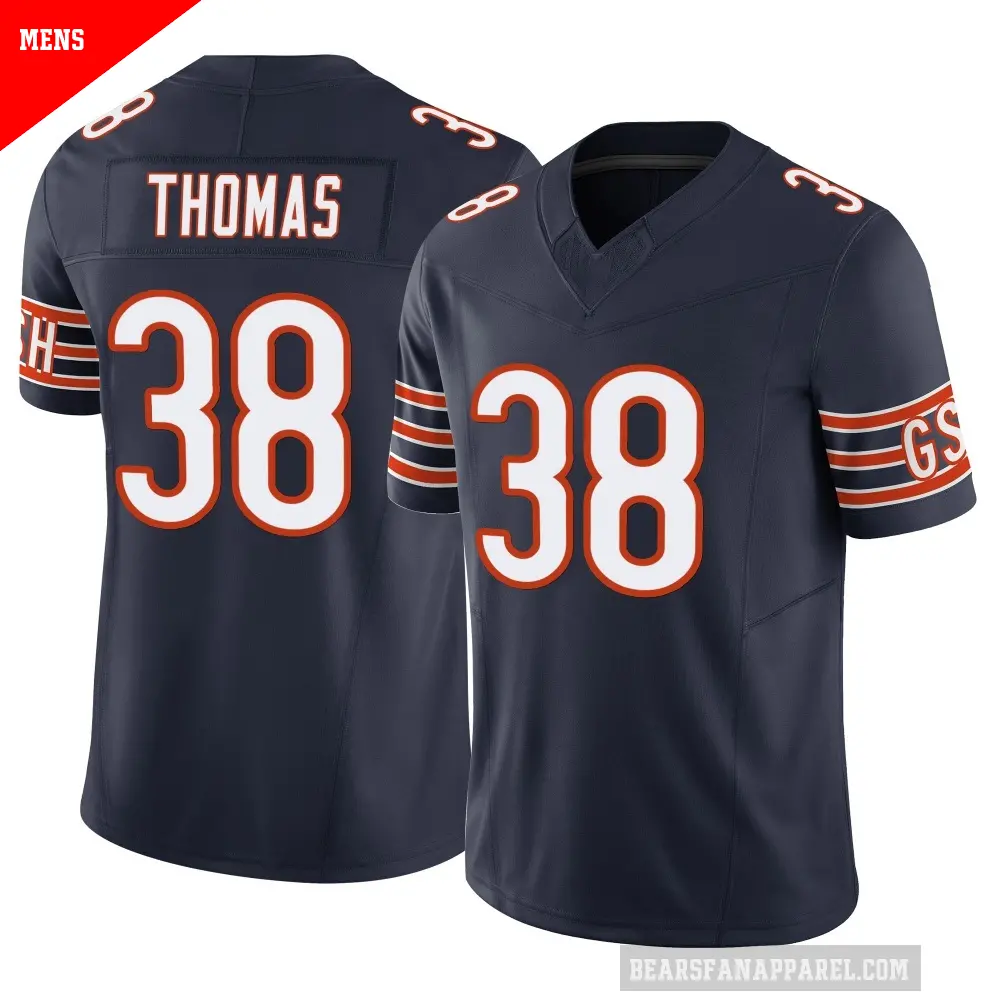 Men's Chicago Bears ＃38 Skyler Thomas Navy Limited Vapor F.U.S.E. Jersey