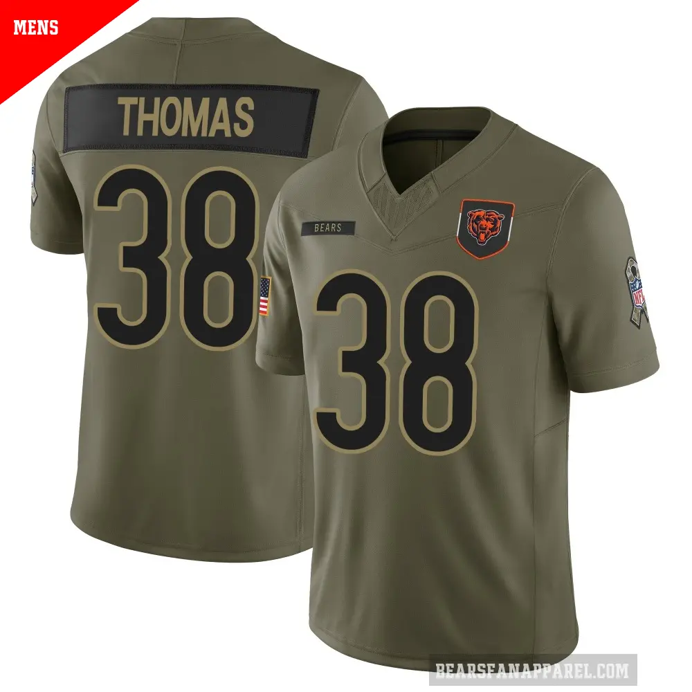 Men's Chicago Bears ＃38 Skyler Thomas Olive Limited 2025 Salute to Service Jersey