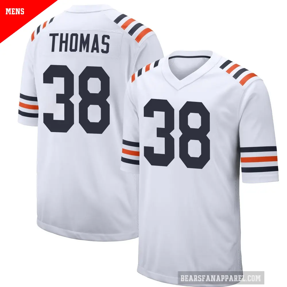 Men's Chicago Bears ＃38 Skyler Thomas White Game Alternate Classic Jersey