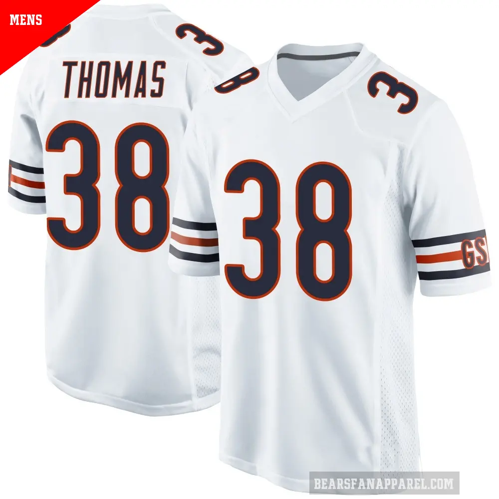 Men's Chicago Bears ＃38 Skyler Thomas White Game Jersey