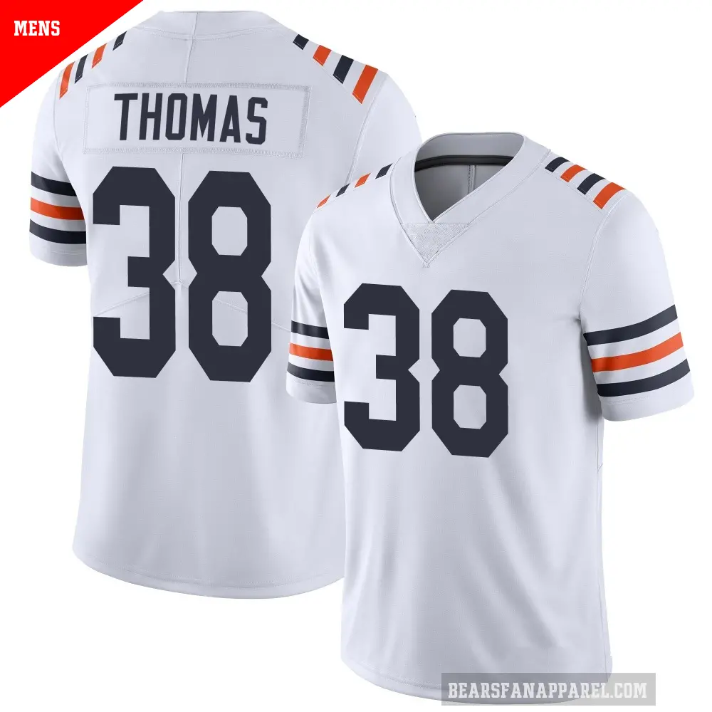 Men's Chicago Bears ＃38 Skyler Thomas White Limited Alternate Classic Vapor Jersey