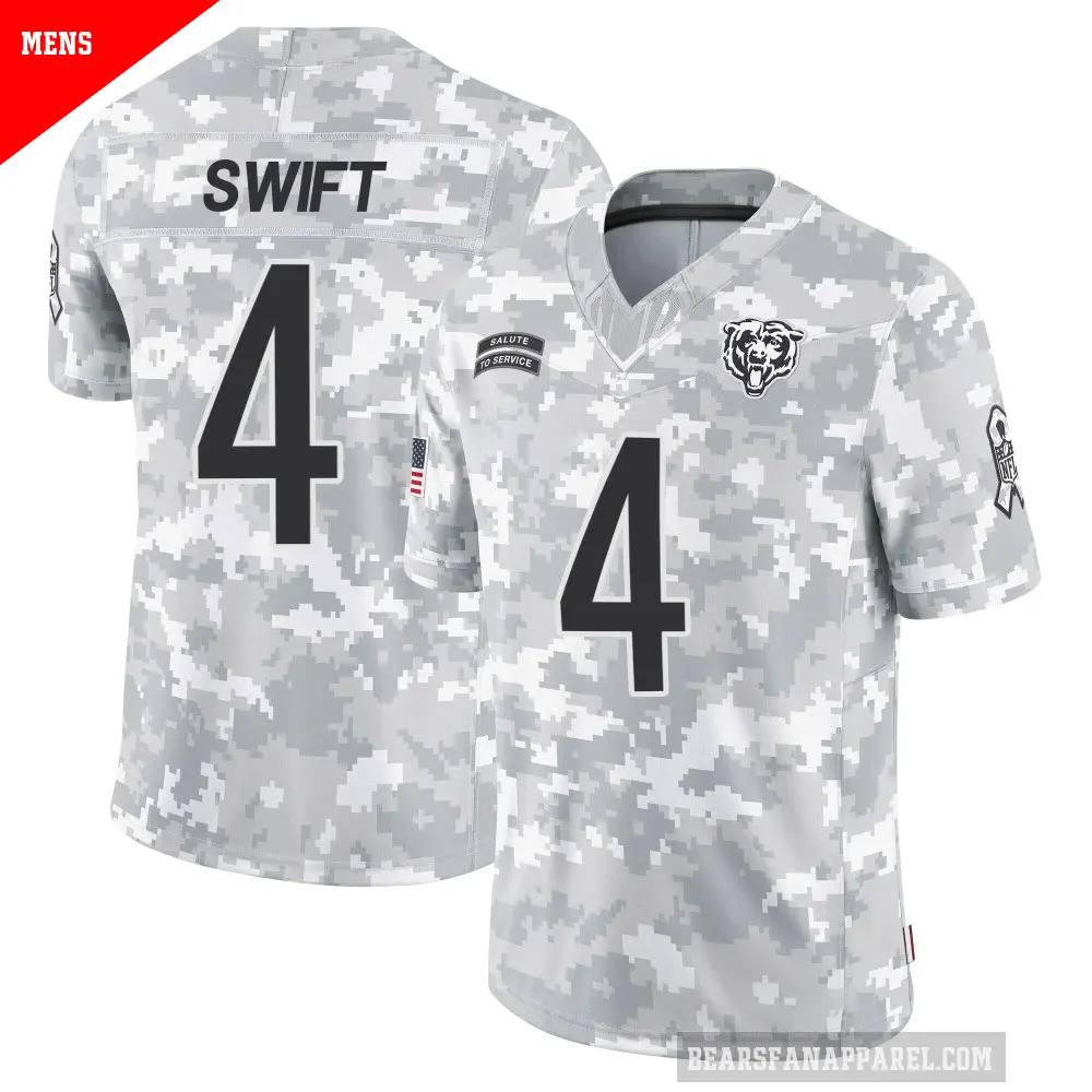 Men's Chicago Bears ＃4 D'Andre Swift Arctic Camo Limited 2024 Salute to Service Jersey