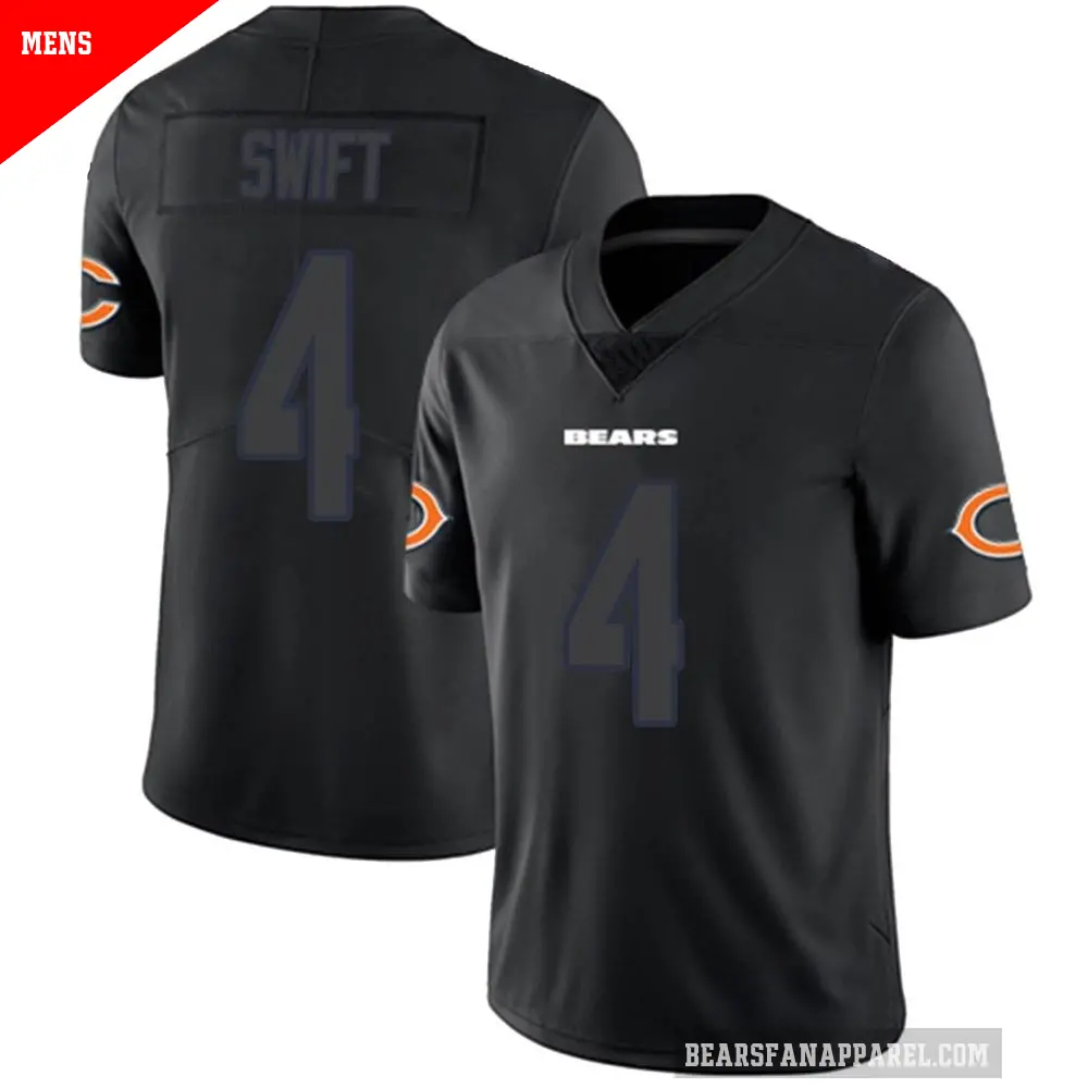 Men's Chicago Bears ＃4 D'Andre Swift Black Impact Limited Jersey