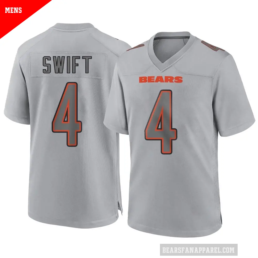 Men's Chicago Bears ＃4 D'Andre Swift Gray Game Atmosphere Fashion Jersey