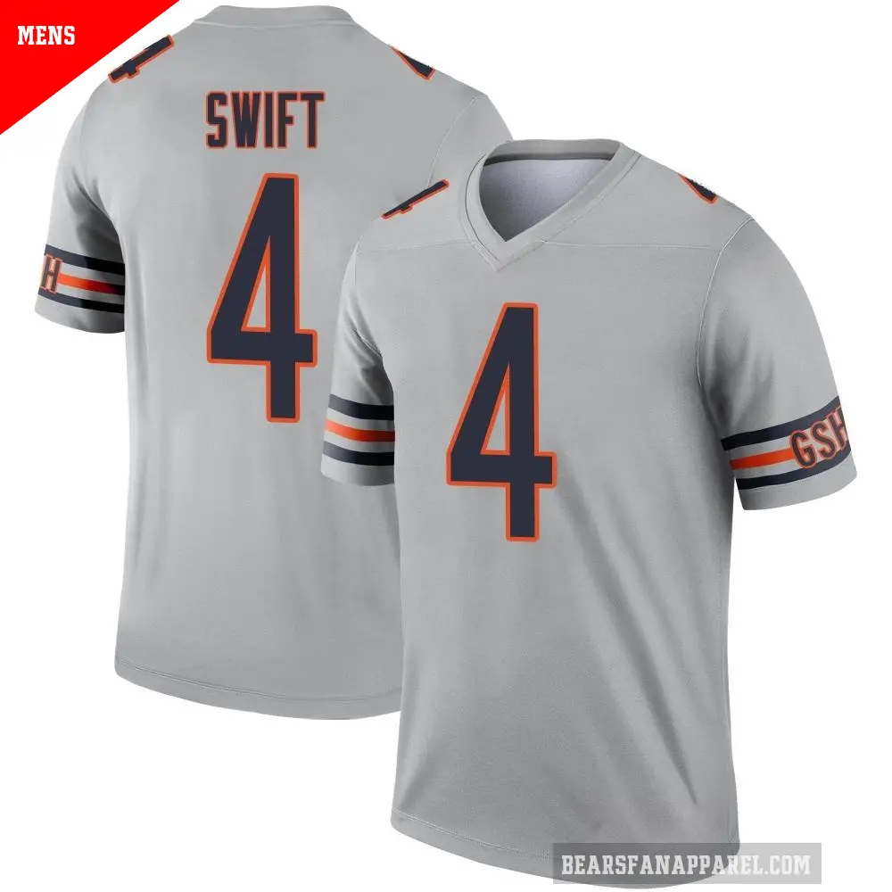 Men's Chicago Bears ＃4 D'Andre Swift Legend Inverted Silver Jersey