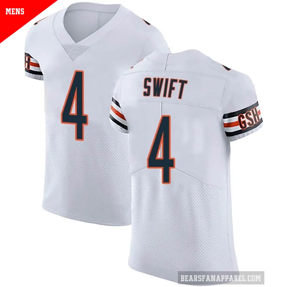 Men's Chicago Bears ＃4 D'Andre Swift White Elite Vapor Untouchable Jersey