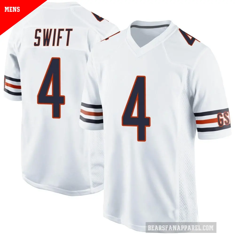 Men's Chicago Bears ＃4 D'Andre Swift White Game Jersey