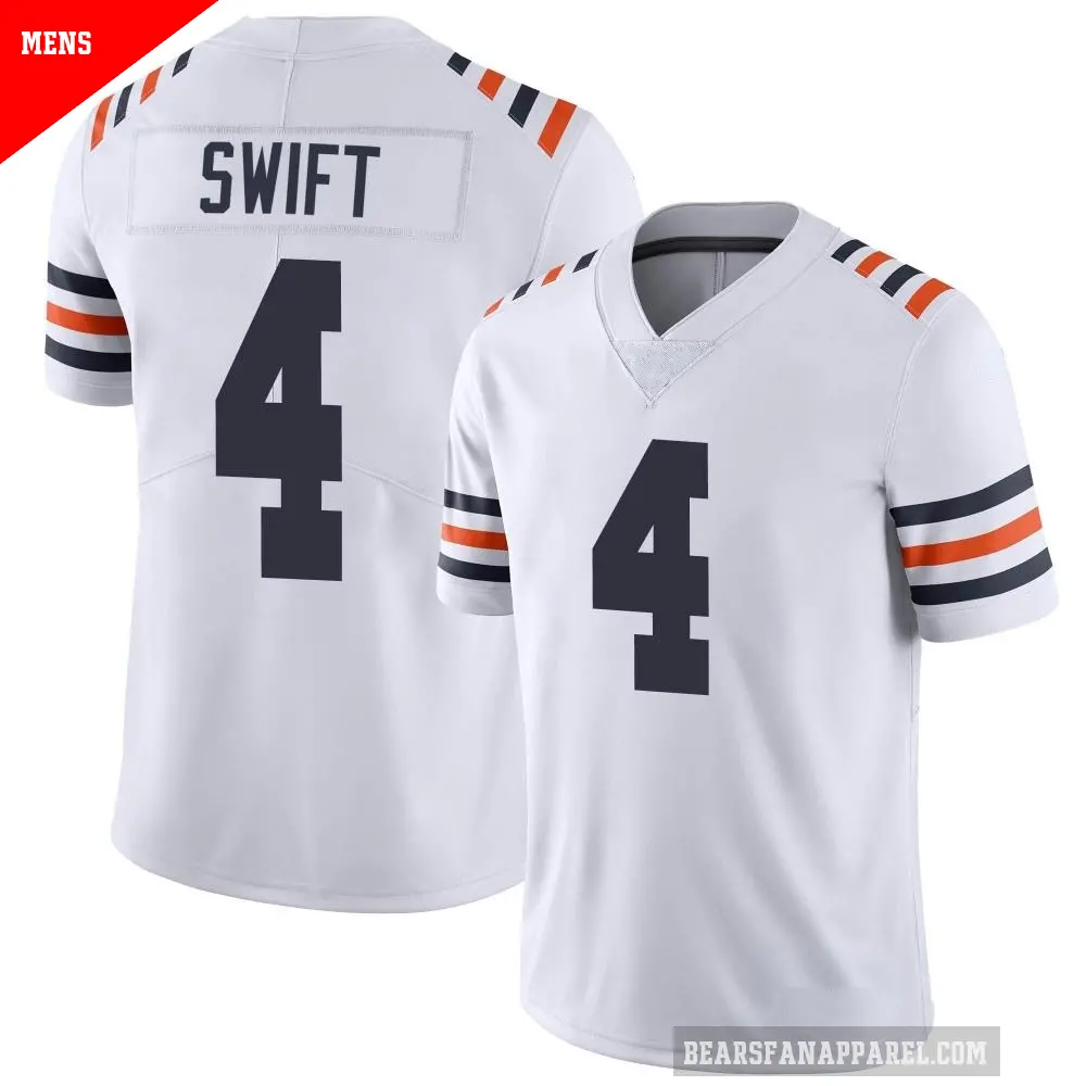 Men's Chicago Bears ＃4 D'Andre Swift White Limited Alternate Classic Vapor Jersey