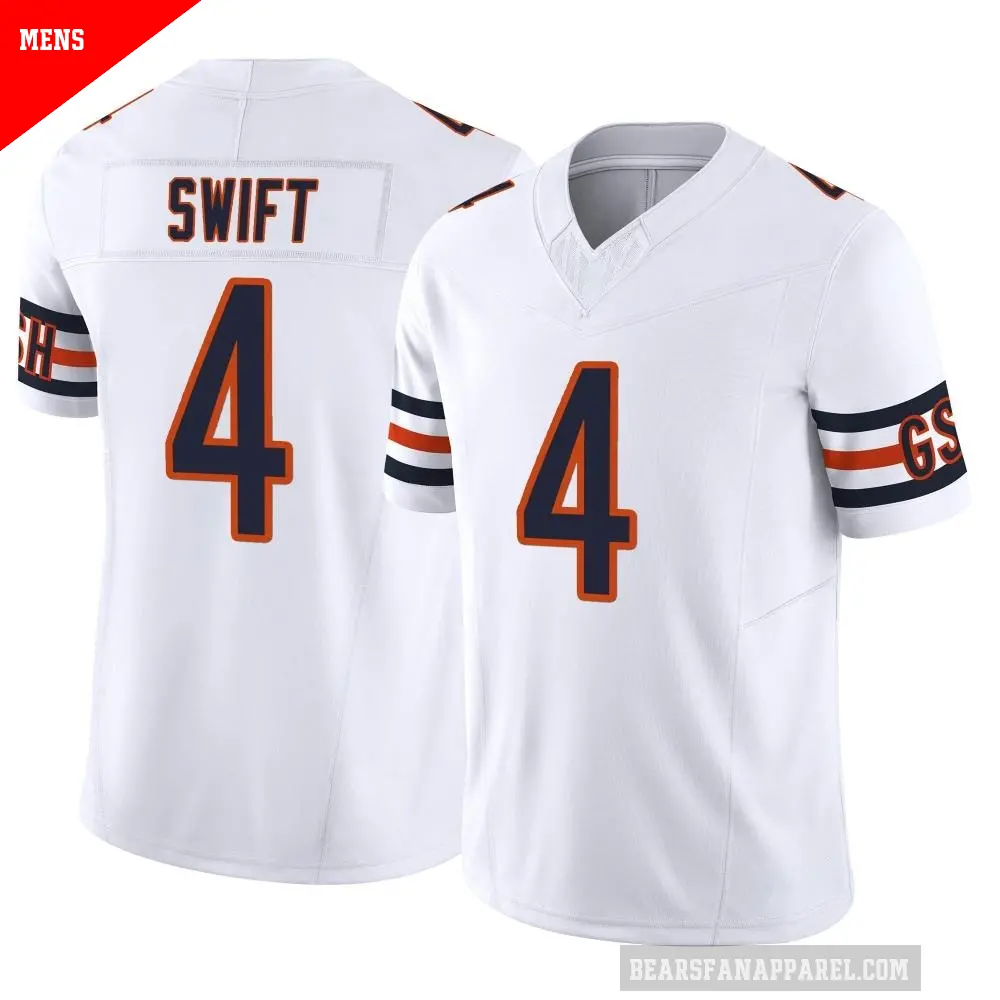 Men's Chicago Bears ＃4 D'Andre Swift White Limited Vapor F.U.S.E. Jersey