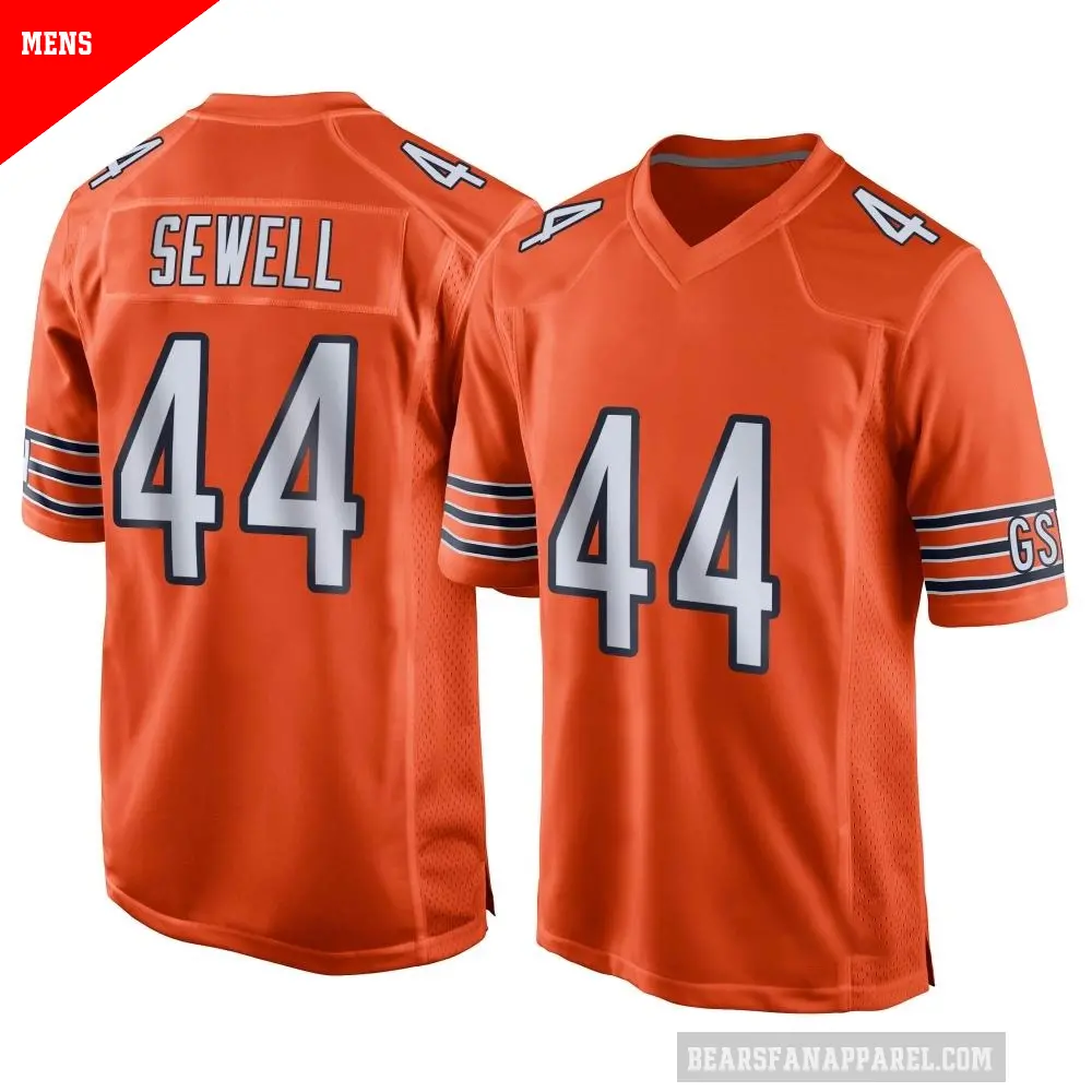 Men's Chicago Bears ＃44 Noah Sewell Orange Game Alternate Jersey