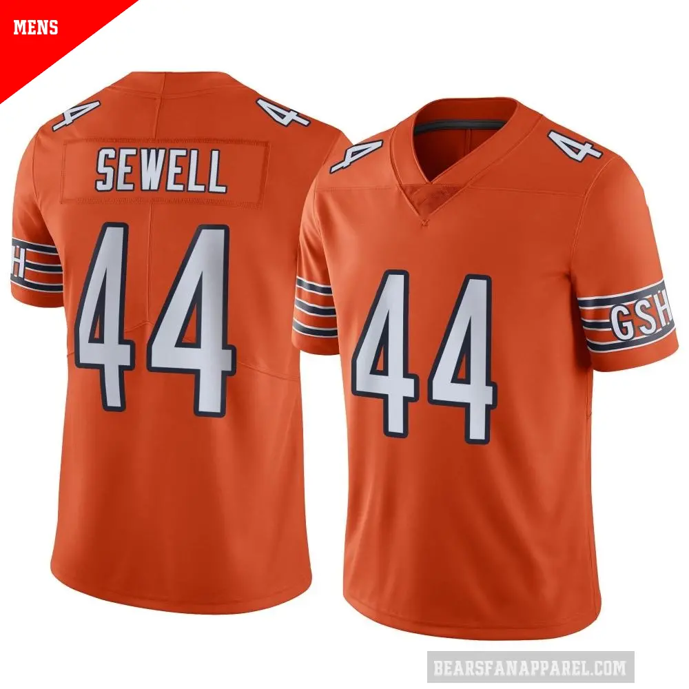 Men's Chicago Bears ＃44 Noah Sewell Orange Limited Alternate Vapor Jersey