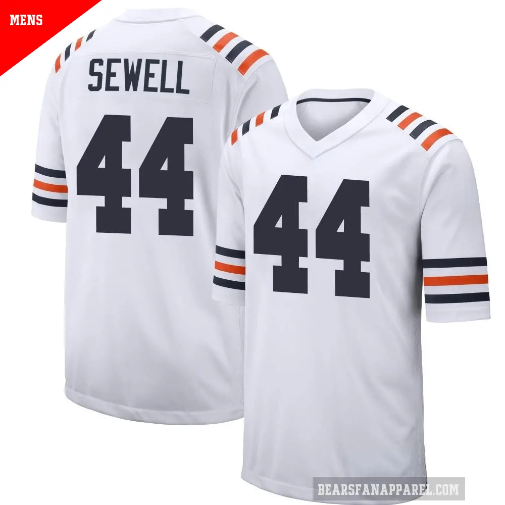 Men's Chicago Bears ＃44 Noah Sewell White Game Alternate Classic Jersey