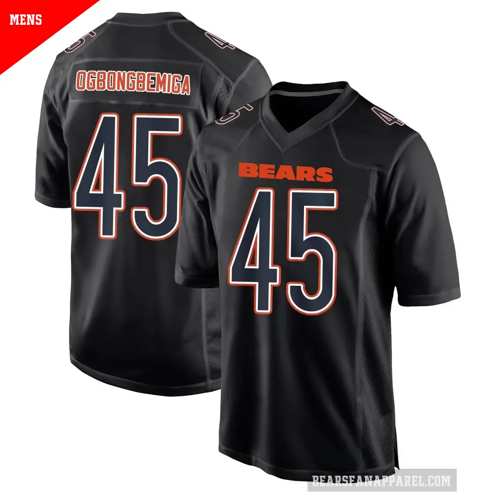 Men's Chicago Bears ＃45 Amen Ogbongbemiga Black Game Carbon Fashion Jersey