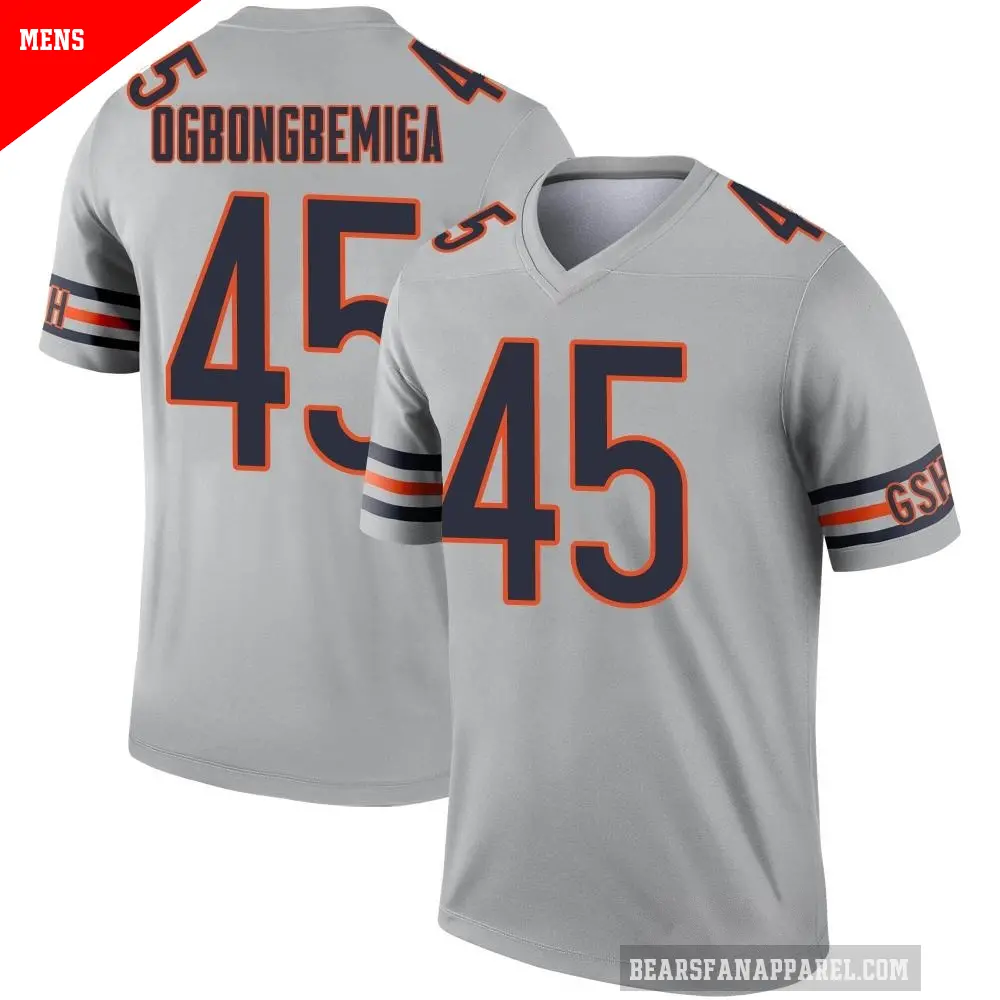 Men's Chicago Bears ＃45 Amen Ogbongbemiga Legend Inverted Silver Jersey