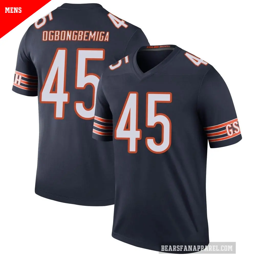 Men's Chicago Bears ＃45 Amen Ogbongbemiga Navy Legend Color Rush Jersey