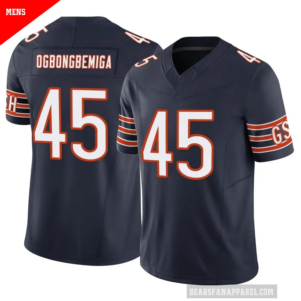 Men's Chicago Bears ＃45 Amen Ogbongbemiga Navy Limited Vapor F.U.S.E. Jersey
