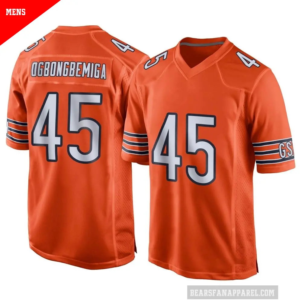 Men's Chicago Bears ＃45 Amen Ogbongbemiga Orange Game Alternate Jersey