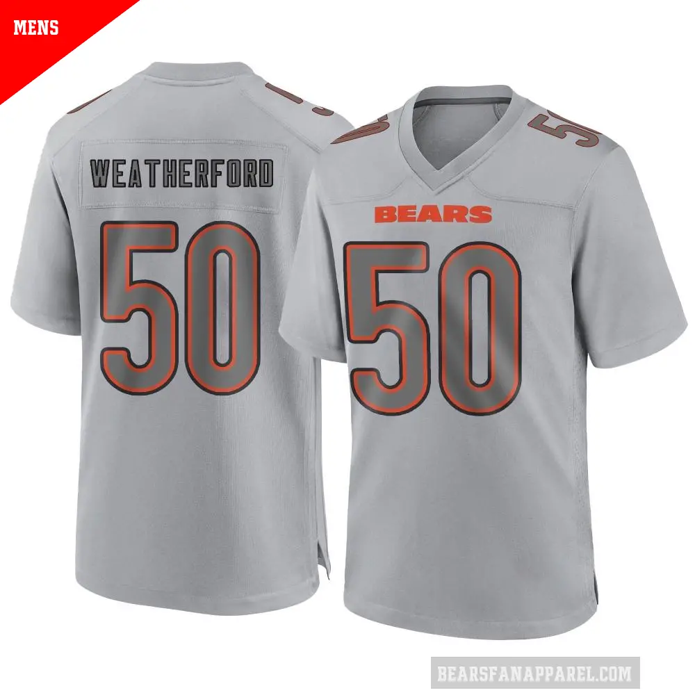 Men's Chicago Bears ＃50 Sterling Weatherford Gray Game Atmosphere Fashion Jersey