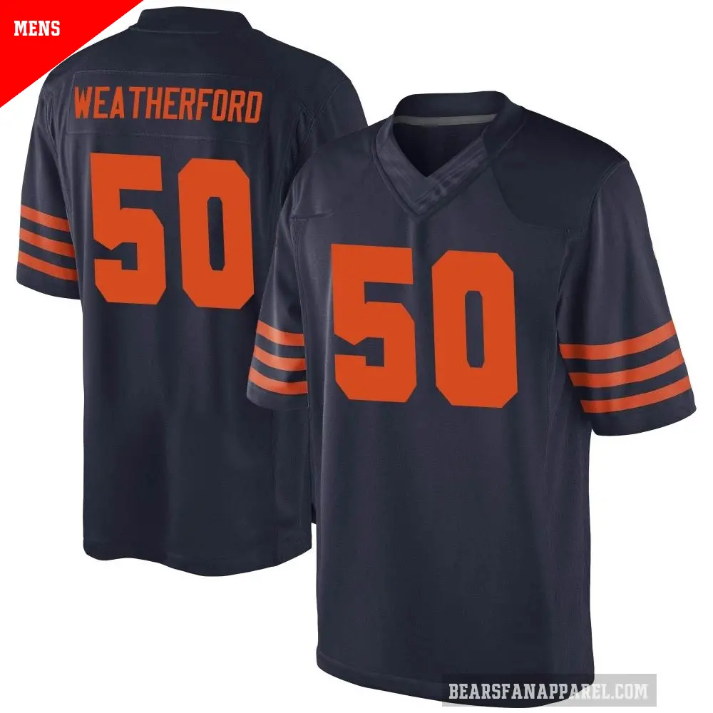 Men's Chicago Bears ＃50 Sterling Weatherford Navy Blue Game Alternate Jersey