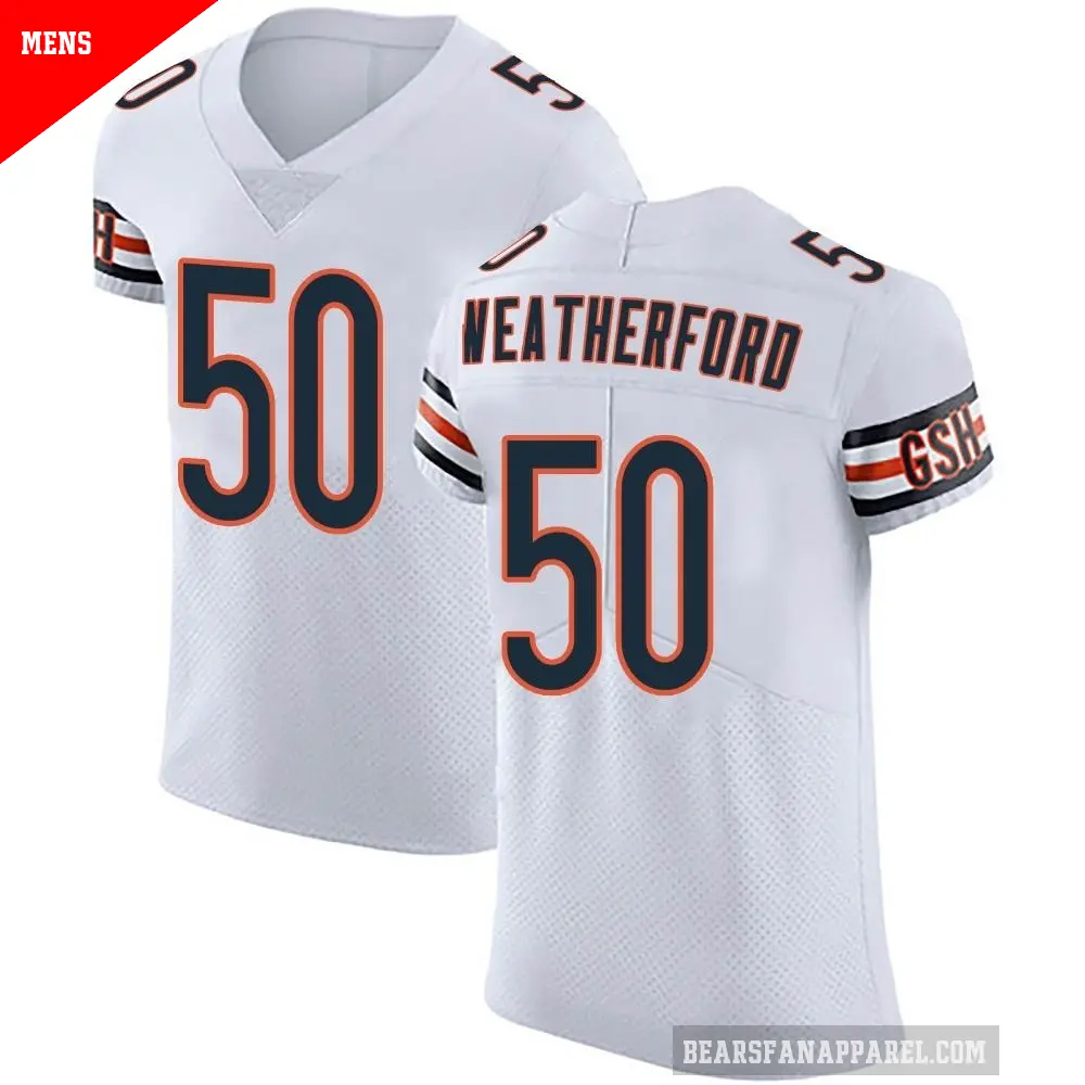 Men's Chicago Bears ＃50 Sterling Weatherford White Elite Vapor Untouchable Jersey